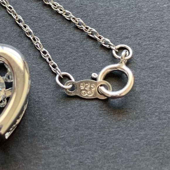 925 Sterling Silver Heart Necklace w/ Dancing Center Stone - Peoples Jewellers - Picture 7 of 7